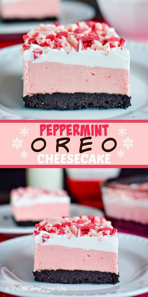 No Bake Peppermint Cheesecake, Cake No Bake, Peppermint Dessert, Oreo Cheesecake Recipes, Oreo Dessert Recipes, No Bake Recipe, Peppermint Cheesecake, Best Christmas Desserts, Cheesecake Dessert