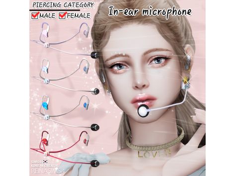 In-ear microphone by Reina Sims4 - The Sims 4 Download - SimsFinds.com Sims 4 Blackpink Cc, Sims 4 Kpop Cc Clothes, Sim4 Mods, Sims 4 Piercings, Cute Suitcases, Desain Buklet, Sims 4 Cc Makeup, Sims 4 Expansions, Sims 4 Cc Folder