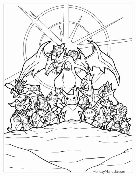 Unicorn Pokemon, Coloring Pokemon, Disney Pokemon, Pokemon Printables, Pikachu Coloring, Animals Disney, Pokemon Coloring Sheets, Easter Animals, Pikachu Coloring Page