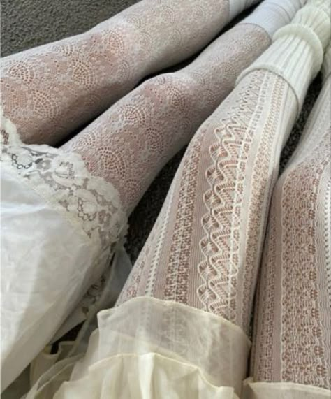 Winter Princess, Lace Stockings, White Tights, Patterned Tights, Stocking Tights, Chiffon Lace, White Aesthetic, Pretty Outfits, White Lace