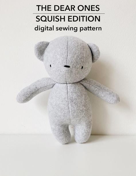 The Dear Ones Bear Squish Edition Sewing Pattern Digital - Etsy Ireland Bear Sewing Pattern Free, Bear Plush Pattern, Bear Patterns Sewing, Memory Bears Pattern, Bear Patterns Free, Teddy Bear Sewing Pattern, Animal Sewing Patterns, Teddy Bear Pattern, Sewing Patterns For Kids