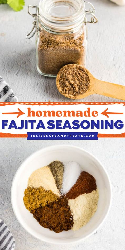 This homemade Fajita seasoning is similar to the packet seasoning but better. Out of all the homemade Fajita seasoning recipes, this is the BEST recipe you'll find. It's easy and cost-effective! Save this easy Cinco de Mayo recipe for later. Fajitas Seasoning, Ranch Pretzels, Fajita Seasoning Recipe, Flavored Cream Cheeses, Crockpot Steak, Homemade Ranch Seasoning, Homemade Fajita Seasoning, Mayo Recipe, Dry Rubs