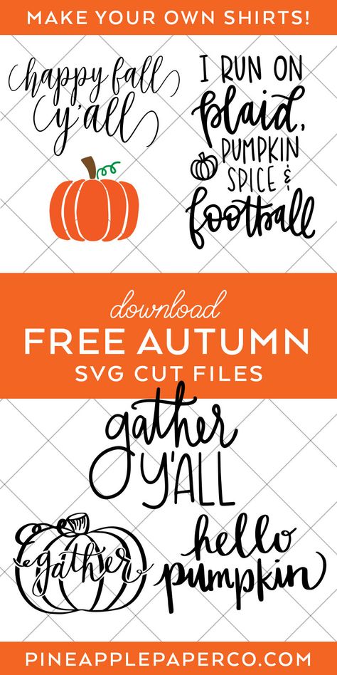 FREE FALL SVG FILES for your Cricut and Silhouette curated by Pineapple Paper Co. #fallsvg #autumnsvg #freesvg #cricut #svg #svgfiles #diyfalldecor #falldecor #fallshirt #pumpkin Cricut Designs Free, Fall Svgs, Fall Svg Files, Fall Cricut, Journal Banner, Halloween Cricut, Cricket Crafts, Silhouette Cameo 4, Fall Clip Art