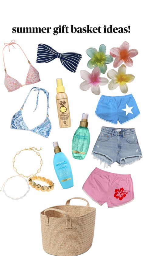 Summer Gift Baskets, Preppy Summer Outfits, Preppy Summer, Beach Essentials, Summer Gift, Beach Hair, Casual Chic Outfit, Birthday Gift Ideas, Casual Style Outfits