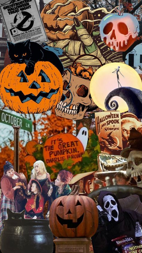 #halloween Art Wallpaper Vintage, Halloween Collage, Helloween Wallpaper, Halloween Wallpaper Iphone Backgrounds, Halloween Wallpaper Backgrounds, Halloween Wallpaper Cute, Cute Fall Wallpaper, October Halloween, We Will Rock You