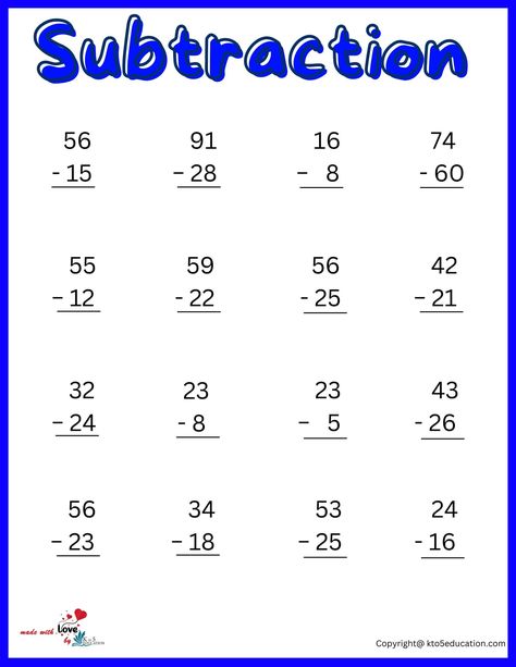 2nd Grade Subtraction Worksheet For Kids | FREE Download Subtraction Worksheets For Grade 2, Second Grade Subtraction, Maths Worksheets Grade 2, Simple Subtraction, Math Addition Worksheets, English Worksheets For Kindergarten, Math Subtraction, Mathematics Worksheets, Learning At Home