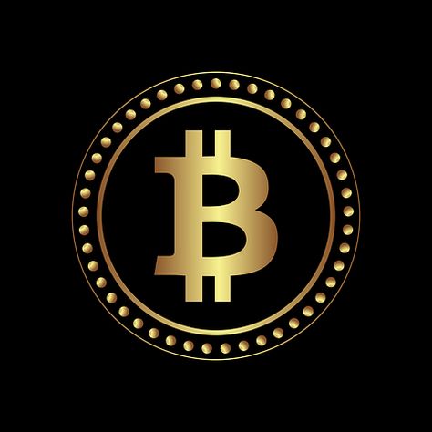 Bitcoin Logo, Blockchain, Coin, Gold, Black