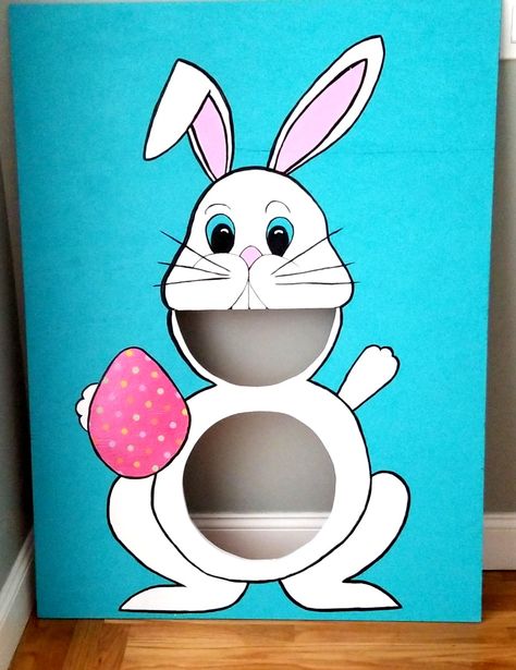 Easter Bunny beanbag toss game. #Easter Preschool Easter Games, Easter Gift Card Holder, Beanbag Toss, Made To Be A Momma, Easter Activities For Toddlers, Diy Easter Bunny, Easter Games For Kids, Gift Card Holder Diy, Paper Bunny