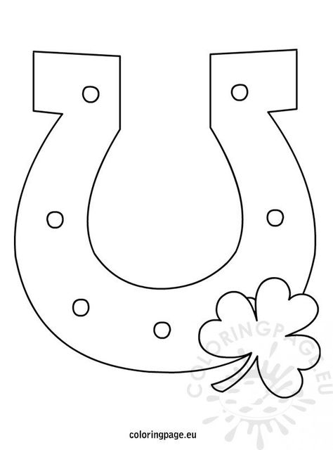 Horse Shoe Drawing Easy, Horseshoe Drawing, Horse Shoe Drawing, Horseshoe Pattern, St Patrick Day Activities, Clover Tattoos, Man Crafts, Pattern Download, Clover Leaf