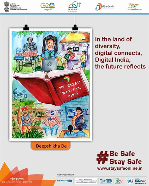 Painting of the day🎨 🖌️ Artist - Deepshikha De #staysafeonline #cybersecurity #g20india #g20dewg #staysafeonline #cybersecurity #g20india #besafe #staysafe #ssoindia #meity #onlinefraud #online #cybercrime Internet Safety Poster Drawing, Nature Vs Technology Drawings, Media Literacy Poster Drawing, Cybercrime Poster Drawing, Plastic Free India Drawing Competition, Art Competition Ideas, Simple Rangoli Designs Images, Earth Drawings, Digital India