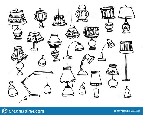 Lamp Doodle Drawings, Cute Lamp Drawing, How To Draw A Lamp, Doodle Lamp, Lamp Tattoo Design, Lampshade Drawing, Lamp Design Drawing, Lamp Doodle, Table Lamp Drawing