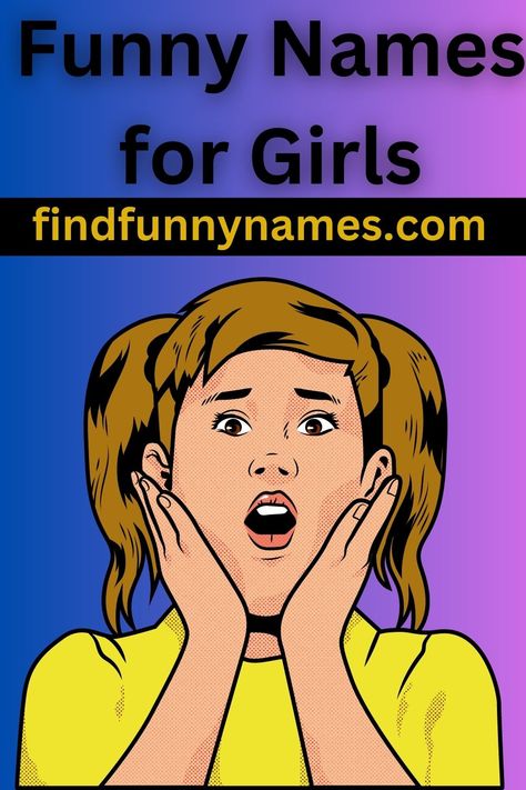 From punny wordplay to cheeky references, our list covers a wide range of funny names that are both memorable and enjoyable. Whether you're a parent-to-be searching for a name that stands out or just love a good laugh, you'll find plenty of inspiration here. #FunnyNamesForGirls #PlayfulAndUnforgettable #GirlsJustWannaHavePuns #NamesThatMakeYouSmile Funny Names For Girls, Funny Girl Names, Funny Name Generator, Pun Names, Rhyming Names, Female Movie Characters, Funny Emails, Names For Girls, Funny Names