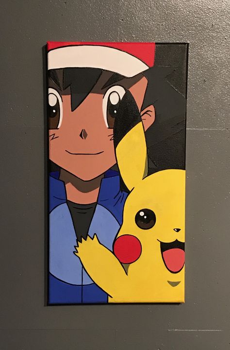 Pokemon Painting, Disney Canvas Art, Disney Canvas, Paint Parties, 얼굴 그리기, Anime Canvas Art, Cute Canvas Paintings, Soyut Sanat Tabloları, Cartoon Painting