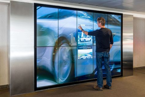 Metroclick - Interactive Video Wall Display with Touch Screen System Smart Screen Wall, Touch Screen Exhibition, Interactive Led Screen, Interactive Led Wall, Digital Display Design, Digital Display Screen, Digital Screen Wall, Interactive Digital Wall, Screen Display Design