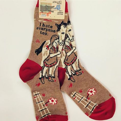 These socks ... Yay or Neigh? #horselove #horse #horses #horselife #equestrian #cowgirl #socks #sock #weirdsocks #sockittome #horsegirl #trueorfalse Blue Q Socks, Horse Brown, Snarky Humor, Girl Horse, Womens Socks, I Hate Everyone, Hate Everyone, Blue Q, Sock Game