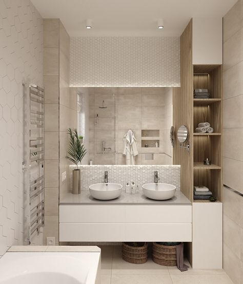 Bathroom in beige tones Beige White Bathroom Ideas, Beige Natural Bathroom, White And Beige Bathroom Ideas, Small Bathroom Ideas Beige, Bathroom Beige Walls, White Beige Bathroom, Small Beige Bathroom Ideas, Cream Marble Bathroom, White And Beige Bathroom