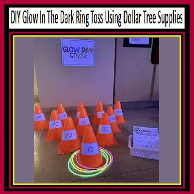 DIY Glow In The Dark Ring Toss Using Dollar Tree Supplies Glow In The Dark Ring Toss, Diy Yarn Organizer, Diy Ring Toss Game, Games Storage, Diy Glow In The Dark, Glow In The Dark Ring, Crafts Dollar Tree, Dark Ring, Kid Games