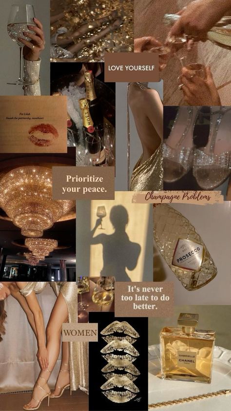 Baddie Mood Board Aesthetic, Champagne Mood Board, Aesthetic Champagne Pictures, If I Was A Colour What Colour Would I Be, Opulence Aesthetic, Wallpaper Moda, Ordinary Aesthetic, Champagne Aesthetic, Aesthetic Peace