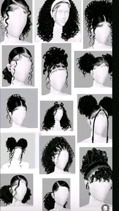 Hair Styles For Coily Hair, Hair Styles For Mixed Curly Hair, Protective Hairstyles Curly Hair, Ponytail Curly Hairstyles, Bday Hairstyles, Hairstyles With Curled Hair, Quick Curly Hairstyles, Virtual Hairstyles, Natural Hair Bun Styles