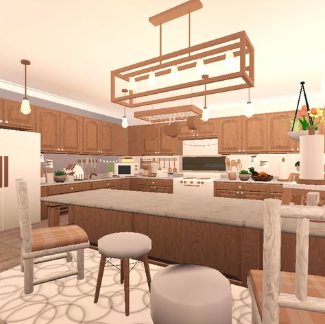 Rocitizens Kitchen Ideas, Blockburg House Kitchen, Rocitizens Room Ideas, Bloxburg Kitchen Pantry, Blockburg Kitchen Idea, Coffee Bar Bloxburg, Rocitizens House Ideas, Cocina Bloxburg, Huge Kitchen Ideas