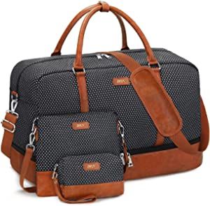 Travel elegantly with 3 bag set Bag With Shoe Compartment, Weekend Duffle Bag, Utility Tote Bag, Large Travel Bag, Weekend Travel Bags, Bag Elegant, Travel Business, Travel Duffle, Duffle Bag Travel