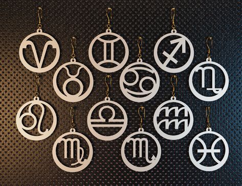 Zodiac Sign Jewelry, Laser Cut Wood Jewelry, Leo Aries, Soda Can Crafts, Constellation Jewelry, Astrology Leo, Astrology Jewelry, Laser Cut Earrings, Cut Earrings