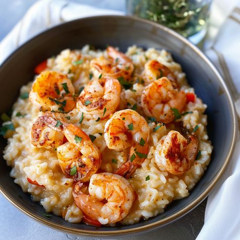 Cajun Shrimp Risotto, Shrimp Risotto, Marinated Shrimp, Cajun Shrimp, Dinner This Week, Risotto Recipes, Cajun Seasoning, How To Cook Shrimp, Breakfast Lunch Dinner