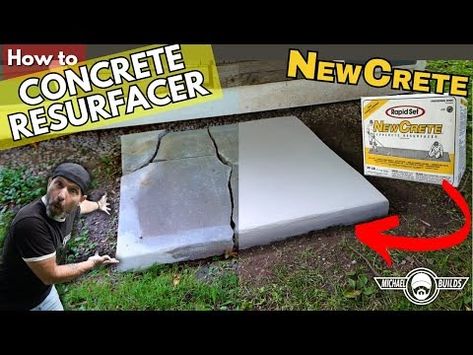 How to Resurface Concrete with Rapid Set NewCrete - YouTube Patio Resurfacing Ideas, Concrete Patio Resurfacing, Fix Cracked Concrete, Concrete Refinishing, Repair Cracked Concrete, Concrete Repair Products, Garden Concrete, Cement Ideas, Cracked Concrete