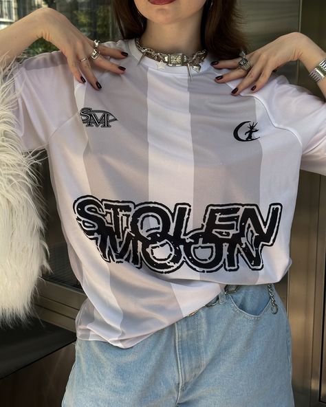 STOLEN MOON JERSEY Take a closer look at this item 🌙 Dark and light jerseys with multiple sublimated printed logos. On the back double zeros graphic. On the front side two graphic logos and text branding. The sleeves are decorated with moon symbols Perfectly fit for him and her 💫 100% Polyester 30$ / 1200 UAH. Moon Symbols, Double Zero, Dark And Light, Light In The Dark, Take A, That Look, Take That, Branding, Logos