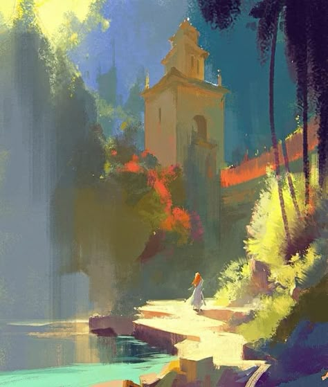 Nathan Fowkes, Environment Painting, Landscape Concept, Digital Painting Tutorials, Traditional Paintings, Environment Concept Art, The Tower, Environmental Art, Movie Art