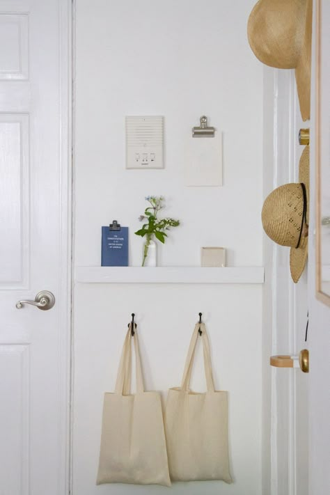 life in a tiny apartment. – Reading My Tea Leaves – Slow, simple, sustainable living. Apartment Entry Way, Small Apartment Entryway, Apartment Entry, Tiny Entryway, Erin Boyle, Tiny Apartment Decorating, Decoration Hall, Reading My Tea Leaves, Apartment Entrance