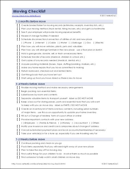 Detailed Moving Checklist - Printable Moving Checklist for Excel Moving Checklist Printable, Moving Hacks Packing, Moving Help, Organizing For A Move, Ms Project, Apartment Checklist, Checklist Printable, Movin On, Moving Checklist