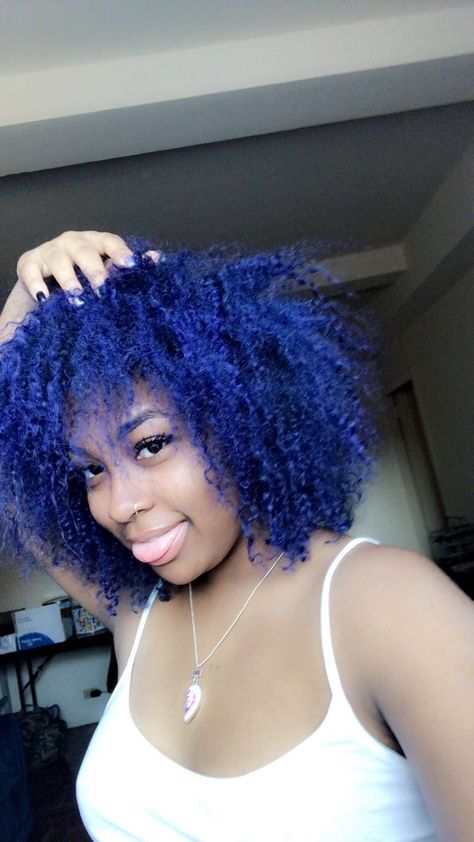 ROYAL BLUE NATURAL HAIR -- follow @xclusivejay for pins that'll change your life! 🔥 - #bluehair #naturalhair #blackgirlhair #blackgirlhairstyles 💙 Royal Blue Curly Hair, Color Wax For Curly Hair, Blue Natural Hair, Natural Hair Colors, Royal Blue Hair, Blue Wigs, Curly Color, Dark Blue Hair, Girl Hair Colors