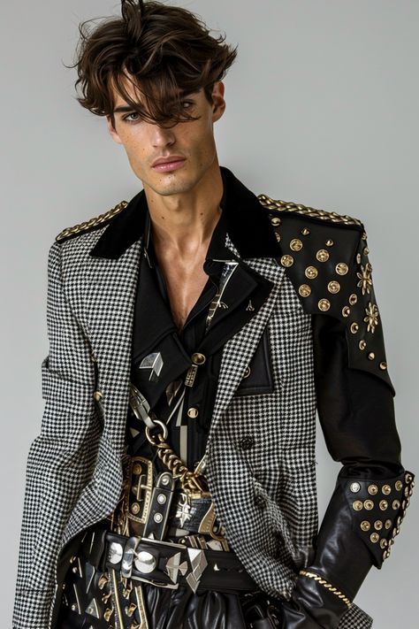 Black And White Fashion Men, Male Avant Garde Fashion, Creative Mens Fashion, Avant Garde Fashion Male, Futuristic Fashion Male, Men Runway, Gender Fluid Fashion, Mens Outfit Inspiration, Mens Fashion Classy