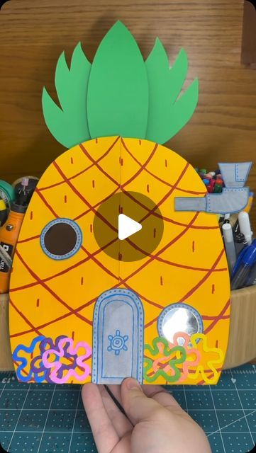 Spongebob Crafts For Kids, Spongebob Crafts, Pineapple Crafts, Pineapple Under The Sea, Holiday Club, Paper Doll House, Stationery Craft, Pop Up Book, July 25