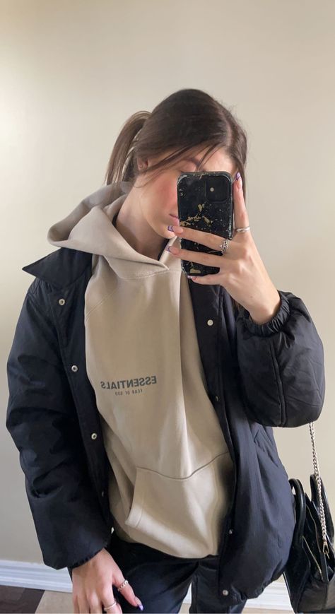 hoodie-FOG essentials jacket-TNA coaches jacket purse-zara Essentials Jacket, Hoodie Zara, Fog Essentials, Coaches Jacket, Essentials Hoodie, Coach Jacket, Fall Aesthetic, Vest Jacket, Rain Jacket