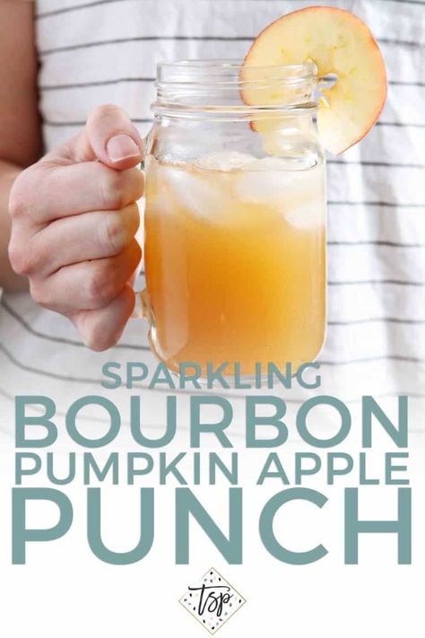 Sparkling Bourbon Pumpkin Apple Punch is the PERFECT autumnal punch! | Fall Drink | Pumpkin Punch | Apple Punch | Bourbon Drink | Pitcher Drink | Halloween Drink |Thanksgiving Drink | Fall Cocktail | Easy Homemade Cocktail | Party Punch | Fall Party Punch | #speckledpalate | #ad Fall Party Punch, Punch Thanksgiving, Sherlock Party, Fall Cocktails Easy, Bourbon Punch, Pumpkin Punch, Bourbon Drink, Apple Punch, Apple Cider Punch