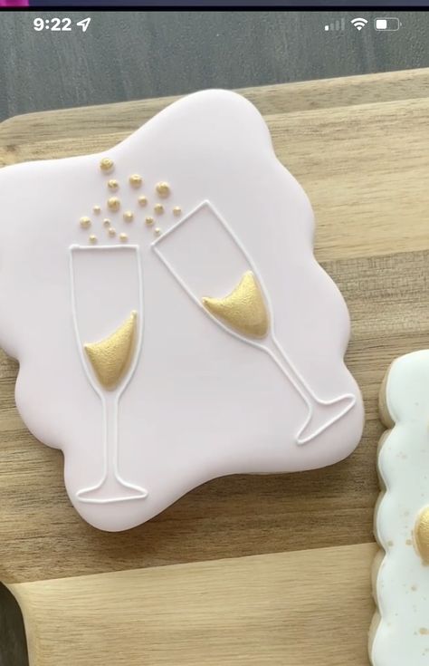 Wedding Cookie Ideas Decorated, Ring Cookies Engagement, Champagne Cookies Royal Icing, Royal Icing Engagement Cookies, 25th Anniversary Cookies Decorated, Champagne Decorated Cookies, We Still Do Cookies, Champagne Flute Cookies, Wedding Cake Decorated Cookies