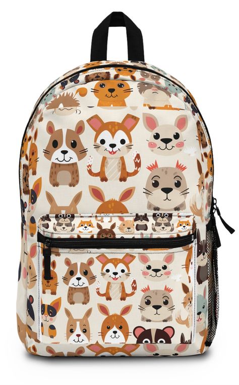 Cute Woodland Creatures Backpack Back to School College Daycare Accessory Animal Theme Gift Idea Unique Backpack Nature Lover by MoMoDesign48 on Etsy Animal Backpacks, Unique Backpacks, Sewing Tags, Whimsical Illustration, Woodland Creatures, Backpack Purse, Animal Theme, Woodland Animals, Outdoors Adventure