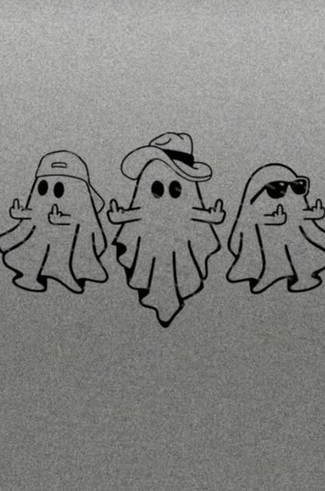 Simple Above Knee Tattoos Women, Three Ghosts Tattoo, Pair Tattoos Friends Aesthetic, Friendship Tattoos For Three, 3 Friendship Tattoos, Ghost Friend Tattoos, Matching Tattoos For Groups, Tattoos For Three People, Matching Animal Tattoos