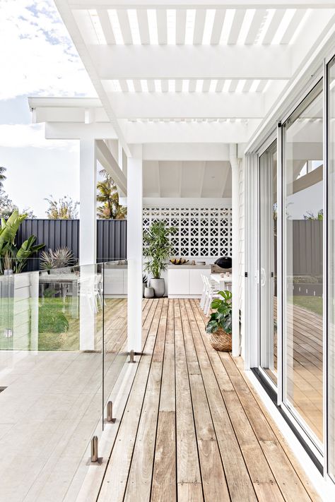 Great Heights — Adore Home Magazine Weatherboard House, Joinery Design, Beach House Exterior, Outdoor Living Design, The Local Project, House And Home, Home Magazine, Building Companies, Simple Kitchen