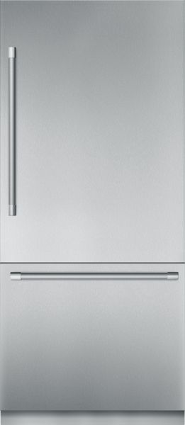 36 - Inch Stainless Steel Built in 2 Door Bottom Freezer, Pre-Assembled, Professional Handle Thermador Refrigerator, Built In Fridge Freezer, Produce Bin, Mid Century Houses, Smart Refrigerator, Stainless Steel Counters, Built In Refrigerator, Bottom Freezer Refrigerator, Diamond Ice