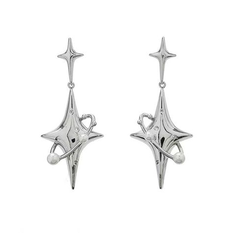 Star Child Aesthetic Earrings Aesthetic Star Earrings, Silver Celestial Jewelry, Silver Jewelry Png, Silver Star Jewelry, Star Child Aesthetic, Starry Earrings, Earrings Aesthetic Silver, Jewelry Png, Accessories Png