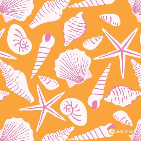 Under The Sea Graphic Design, Shell Print, Fashion Illustration Face, Seashells Patterns, Kids Graphics, Sea Design, Shell Pattern, Botanical Pattern, Autumn Painting