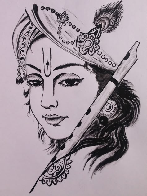 Sri Krishna Drawing Sketch, Radhakrishna Art Paintings, Kanha Ji Drawing Sketch, Krishna Ji Sketch Easy, Krishna Painting Pencil Sketch, Radha Krishna Simple Sketch, Krishna Sketch Pencil Creative Easy, Radha Krishna Pencil Art, Krishna Ji Sketch Pencil