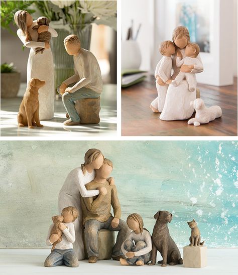 Willow Tree Decor Ideas, Willow Tree Display Ideas, Willow Tree Figurines Display Ideas, Willow Tree Family, Willow Tree Figures, Figurine Display, Workout Room Home, Remembering Mom, Family Of 6