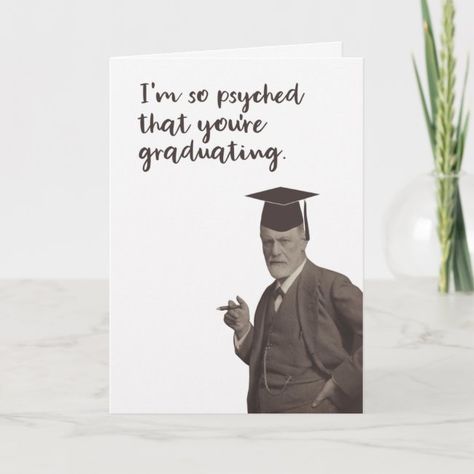 Sigmund Freud Funny Psyched Graduation Card #affiliate , #spon, #Psyched#Graduation#Card#Funny Grad Cards Handmade Funny, Freud Psychology, Graduation Card Funny, Degree Card, Funny Graduation Cards, Photography Names, Psychology Degree, Graduation Funny, Happy Graduation