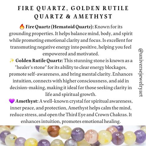 Happy Monday, everyone! ✨ Over the weekend, I worked hard on my shop and uploaded many new pieces, including this gorgeous Fire Quartz, Golden Rutile Quartz & Amethyst bracelet! 💫 This bracelet is perfect for anyone looking to balance emotions, enhance mental clarity, and connect with their spiritual side. Whether you’re an energy healer, a spiritual seeker, or someone who values the power of crystal healing, this piece is for you. 🧘If you’re seeking inner strength, clarity in decision-maki... Golden Healer Crystal, Spiritual Seeker, Golden Healer Quartz, Balanced Mind, Fire Quartz, Golden Healer, Happy Monday Everyone, Rutile Quartz, Energy Healer