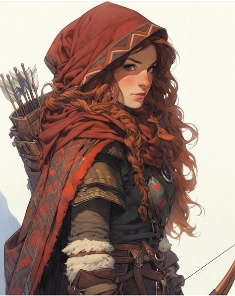 Ranger Dnd, Archer Characters, Redhead Art, Fairy Grunge Aesthetic, Hobbit Art, Female Character Concept, Fantasy Portraits, Fantasy Images, Dungeons And Dragons Characters