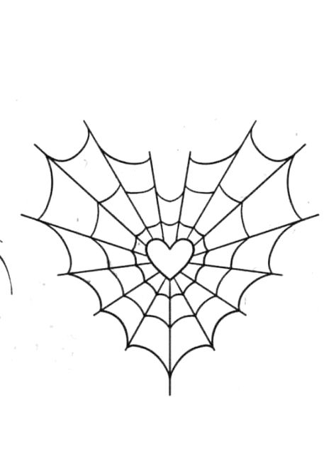 Heart With Spider Web, Spider Web Coloring Pages, How To Draw Spider Web, Spiderweb Outline, Heart Shaped Spider Web Tattoo, Spiderweb Drawings, Heart Cobweb, Heart Spiderweb Tattoo, Spider Outline